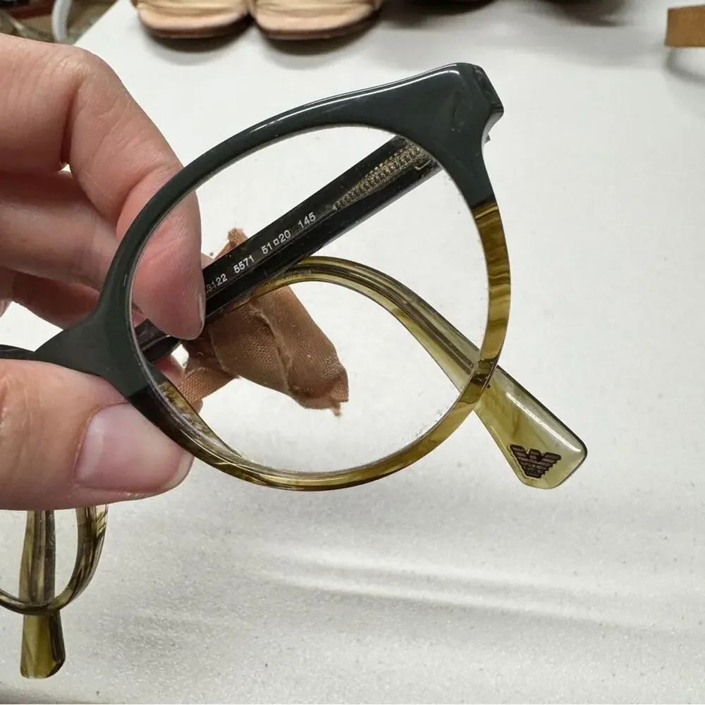 Giorgio Armani Green Tortious Shell Eye Glasses Frames Only Unisex